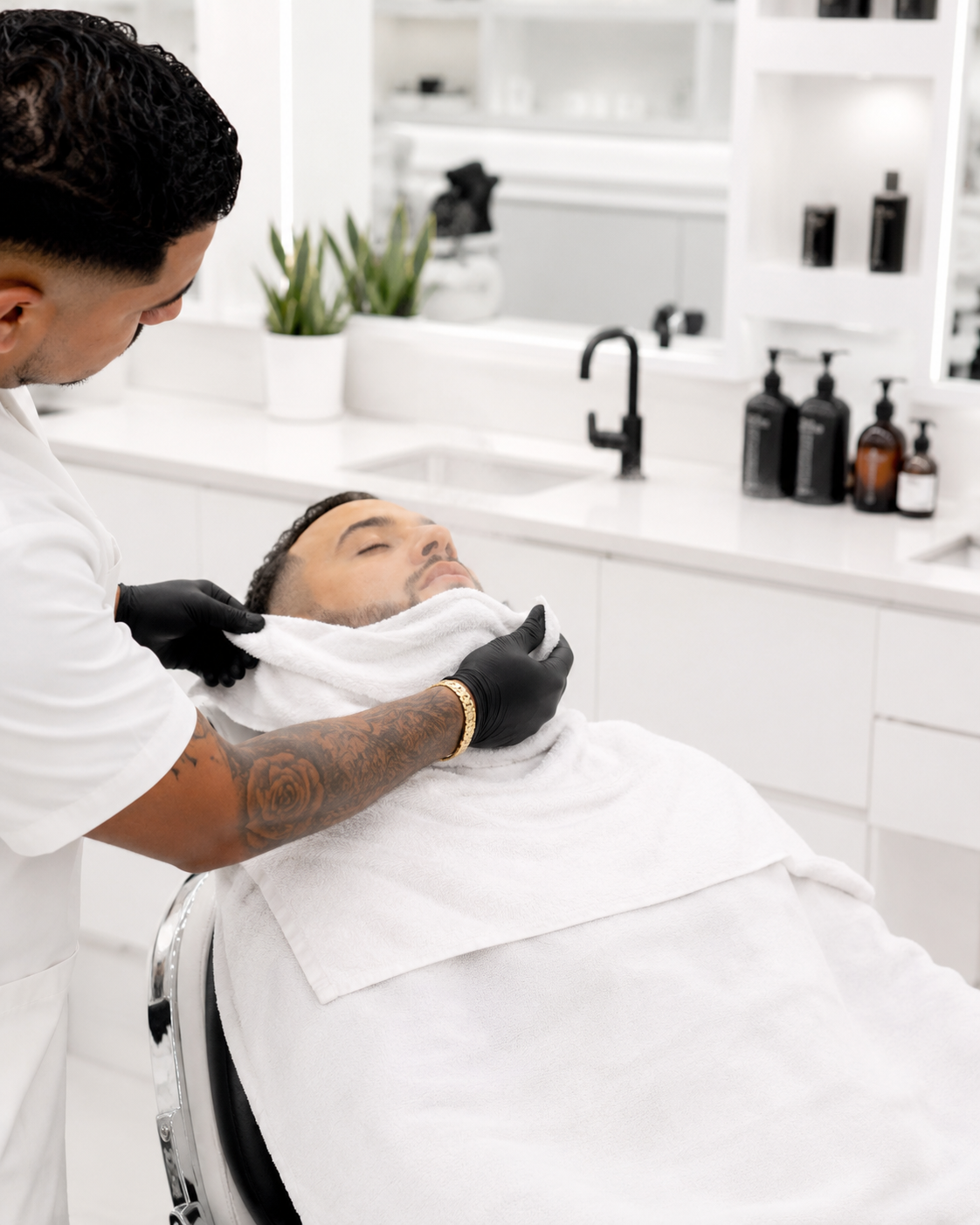 Steam shave service at NXT CUT Barber Shop
